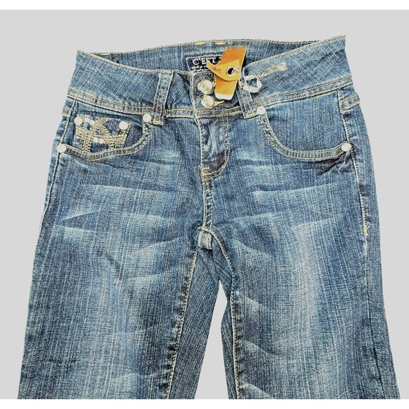 CEst Toi Juniors Capri Jeans Rhinestone Pocket Designs Size 3 Stretch JJ3999 - Picture 3 of 10